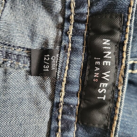 Nine West Womens Jeans 12/31 Dark Wash Denim Embroidered Back Pocket Straight Le - Picture 4 of 8